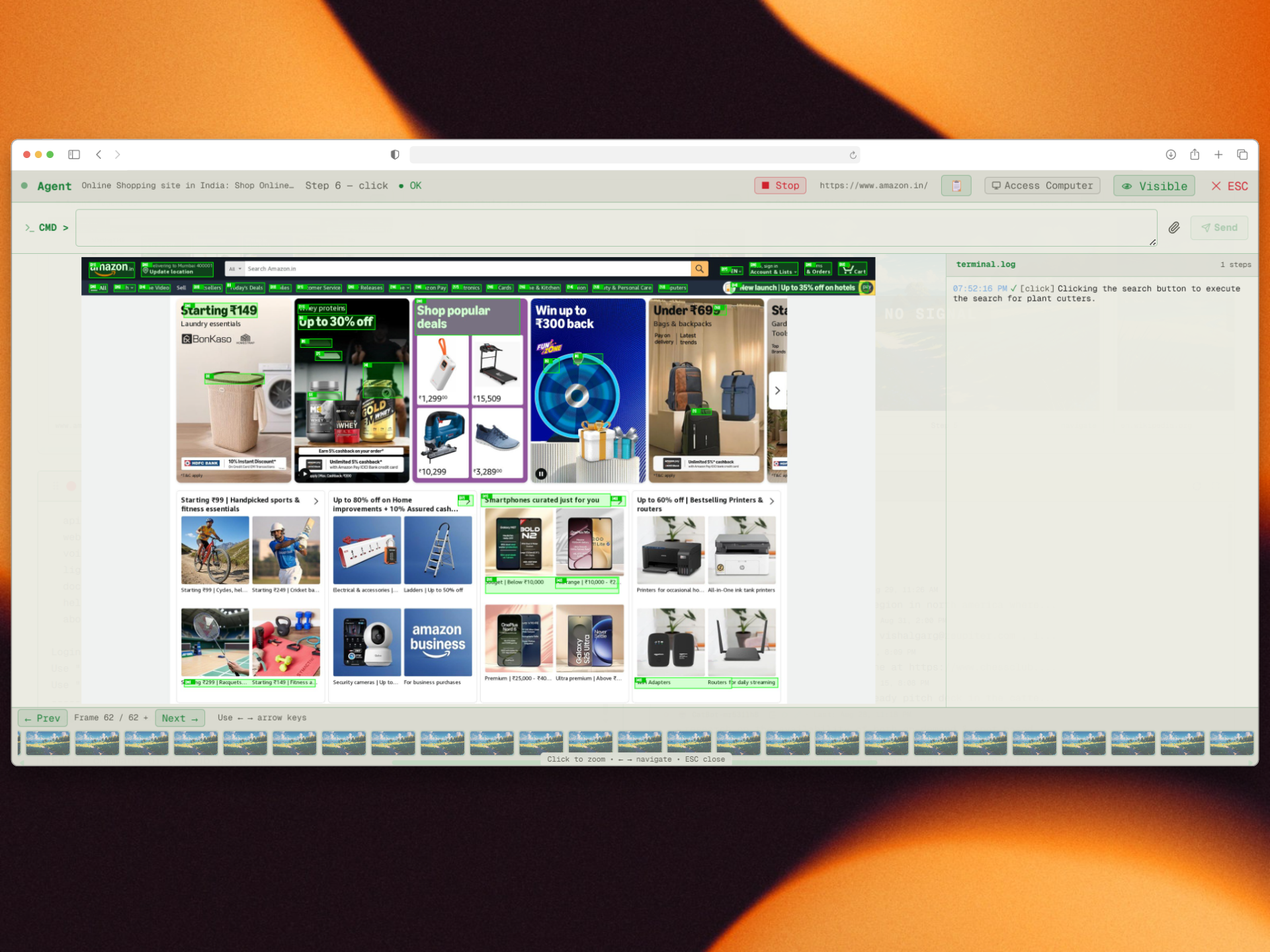 Autonomous GUI Pilot tracing web elements